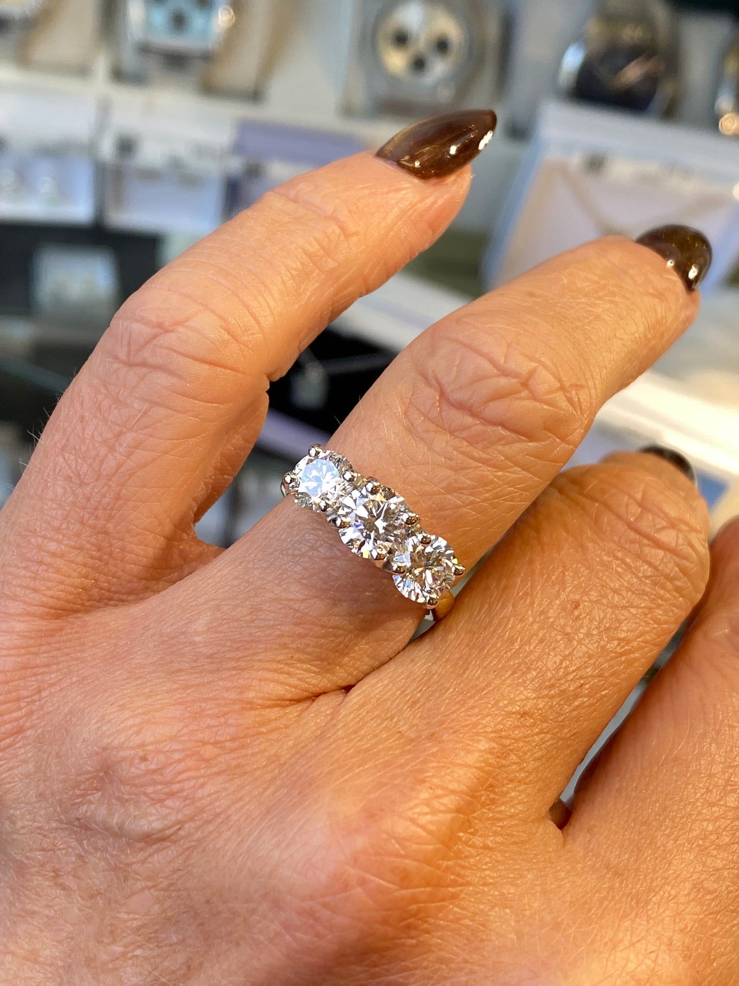 18ct Gold Trilogy Engagement Ring | Certificated Lab 2.65ct - John Ross Jewellers