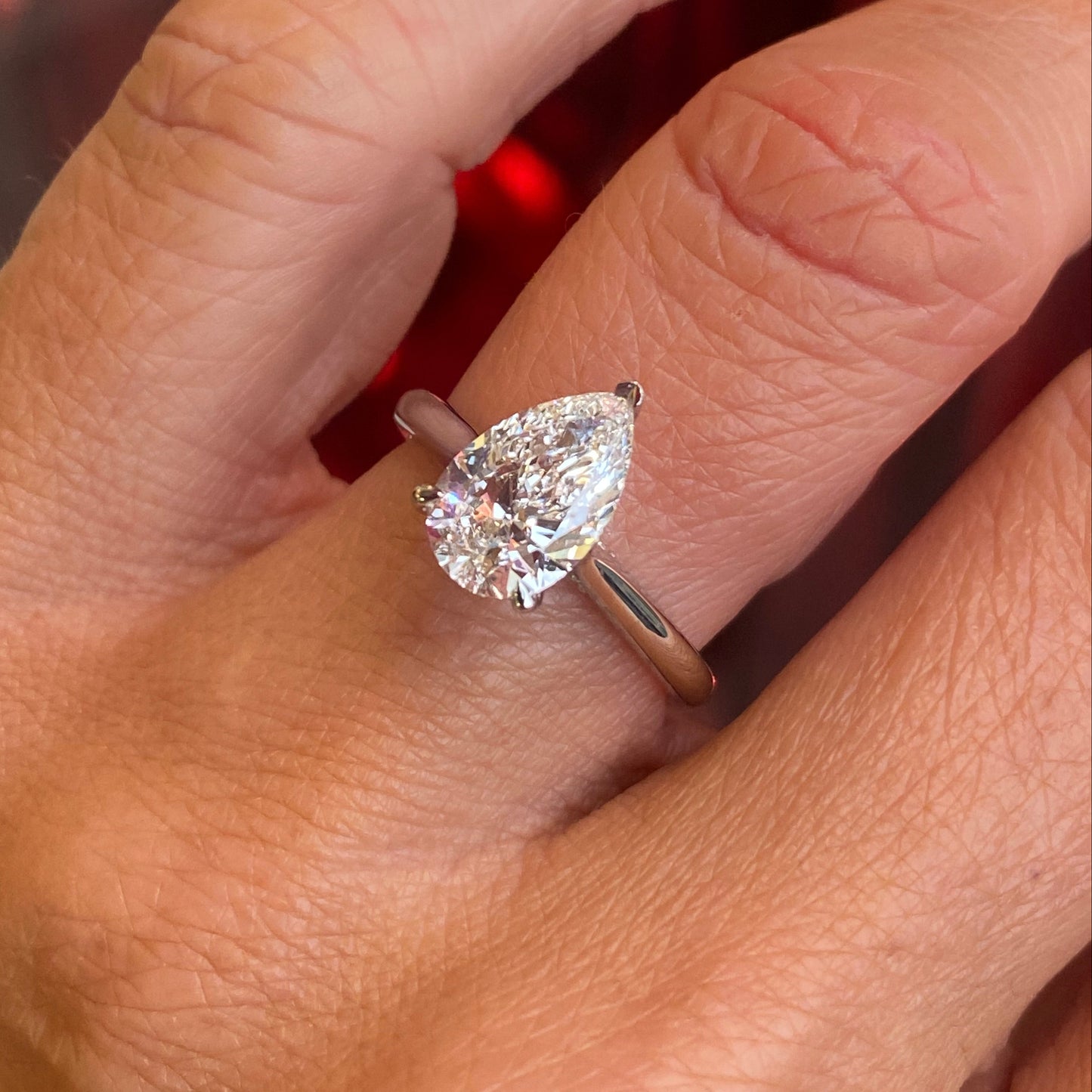 Platinum Pear Solitaire Engagement Ring | Certificated Lab 2.00ct