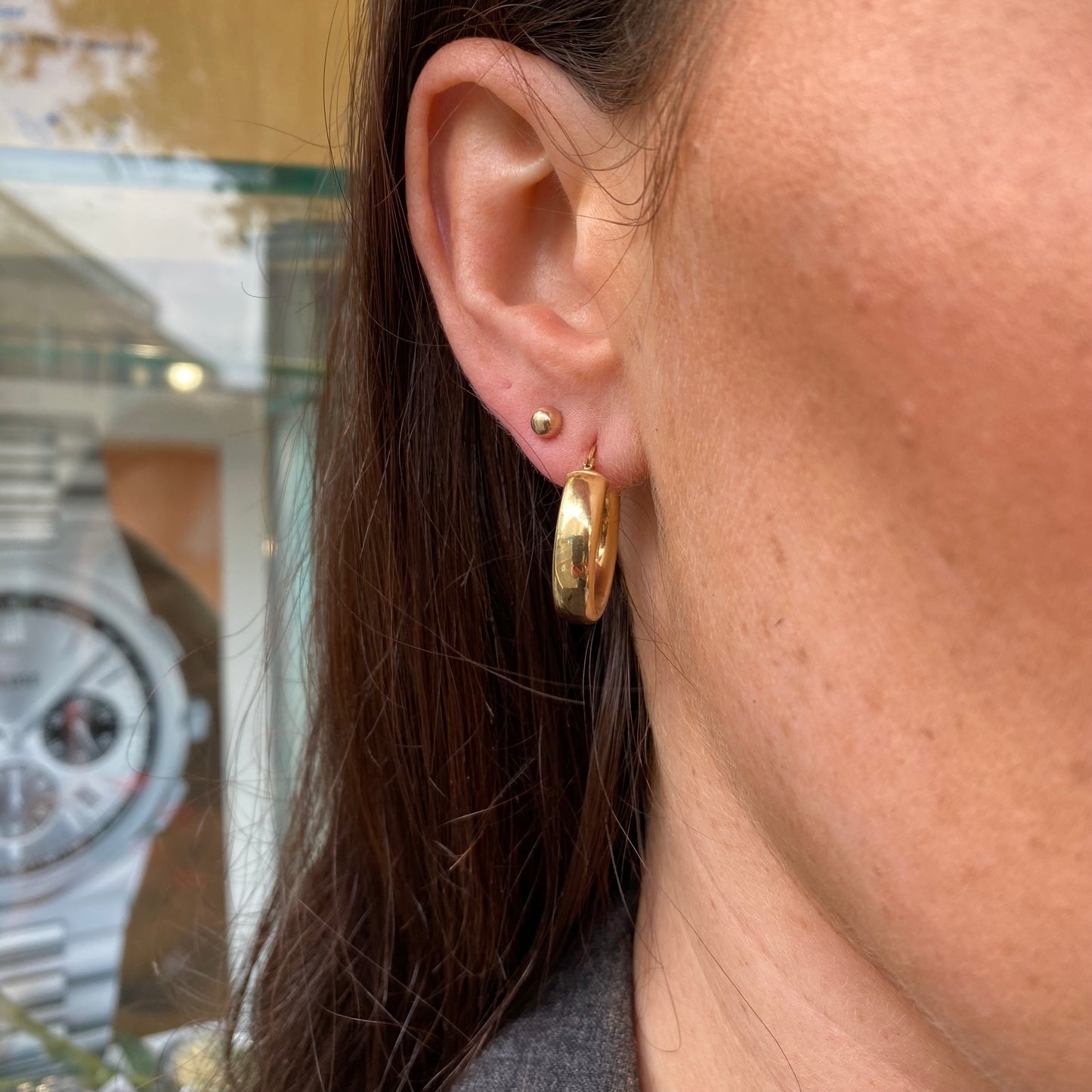 9ct Gold Classic Chunky Hoop Earrings | 15mm - John Ross Jewellers