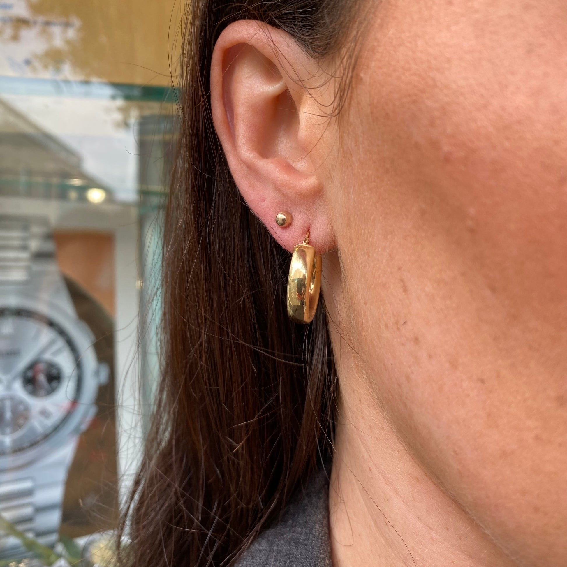9ct Gold Classic Chunky Hoop Earrings | 15mm - John Ross Jewellers