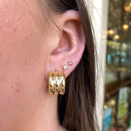 Sunshine CZ Gadroon Stud Hoop Earrings - John Ross Jewellers