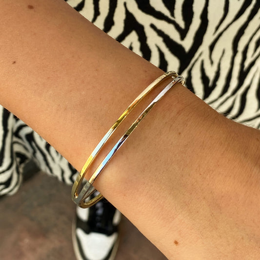 9ct Gold Two Tone Double Bangle - John Ross Jewellers