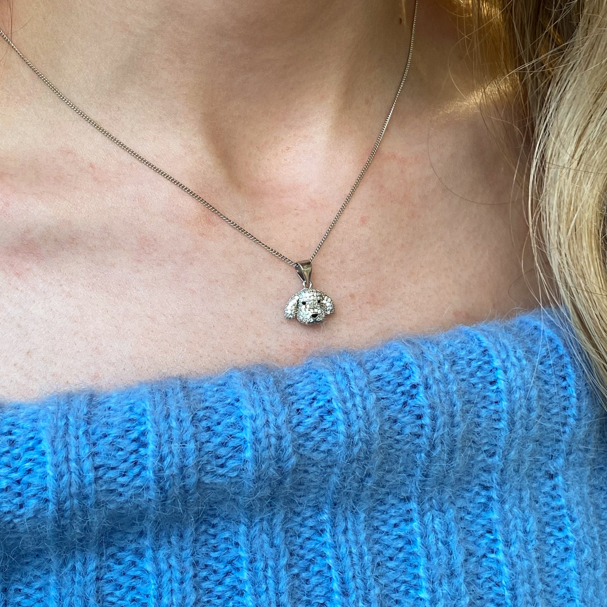 Silver CZ Puppy Necklace - John Ross Jewellers