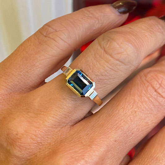 9ct Gold London Blue Topaz & Diamond Ring - John Ross Jewellers