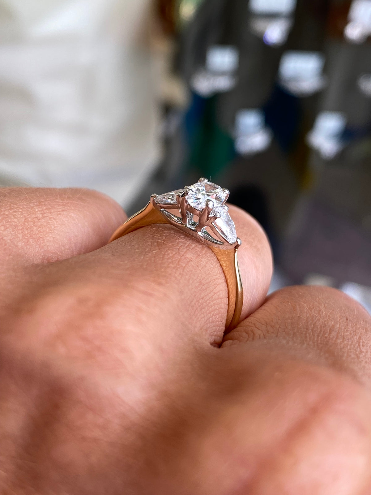 18ct Gold Trilogy Engagement Ring | Certificated Lab 0.87ct