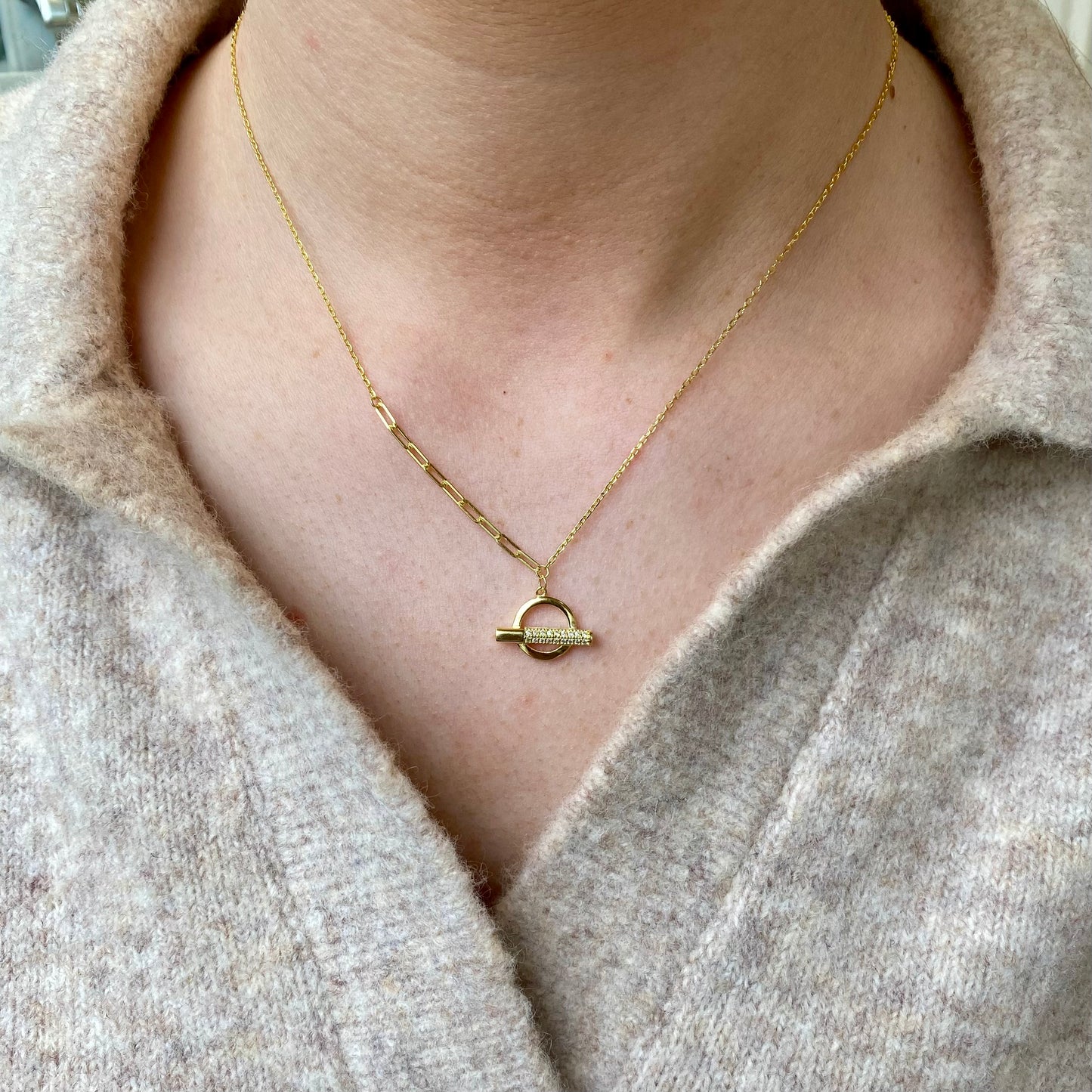 Sunshine CZ T-Bar Necklace | 42+3cm - John Ross Jewellers