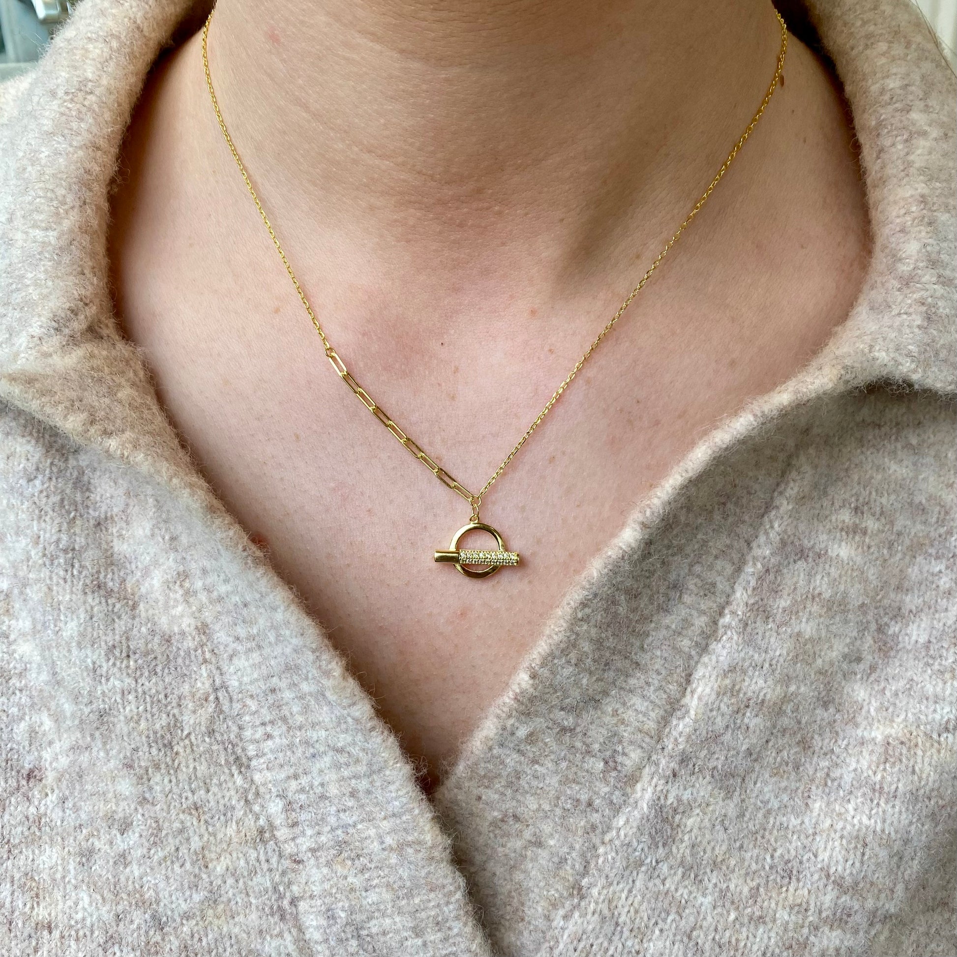 Sunshine CZ T-Bar Necklace | 42+3cm - John Ross Jewellers