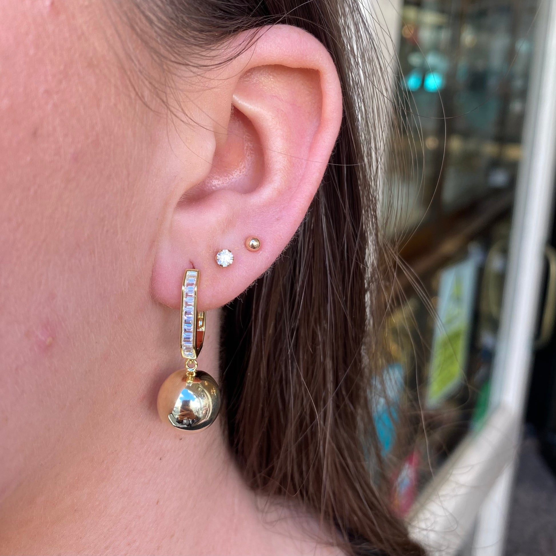 Sunshine Polkadot on CZ J Hoop Earrings - John Ross Jewellers