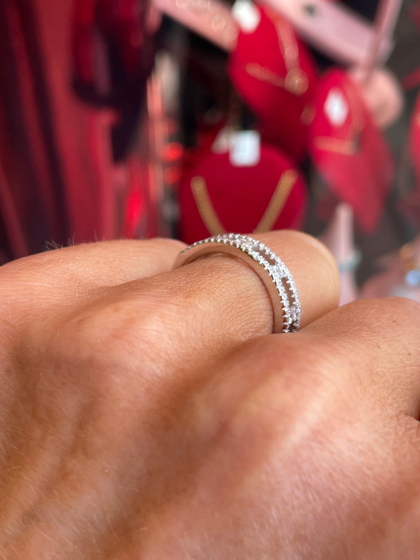 Silver CZ Two Row Ring