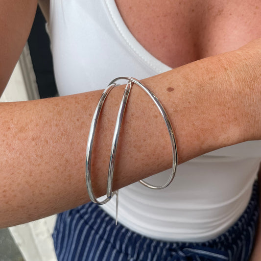 Silver Russian Court Bangle | 3mm Large - John Ross Jewellers