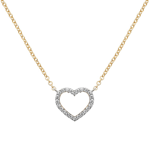 9ct Gold CZ Open Heart Necklace