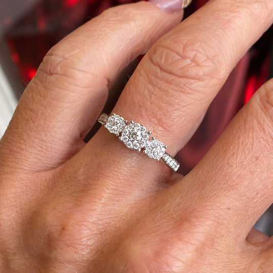9ct Gold Trilogy Cluster Engagement Ring | 0.50ct