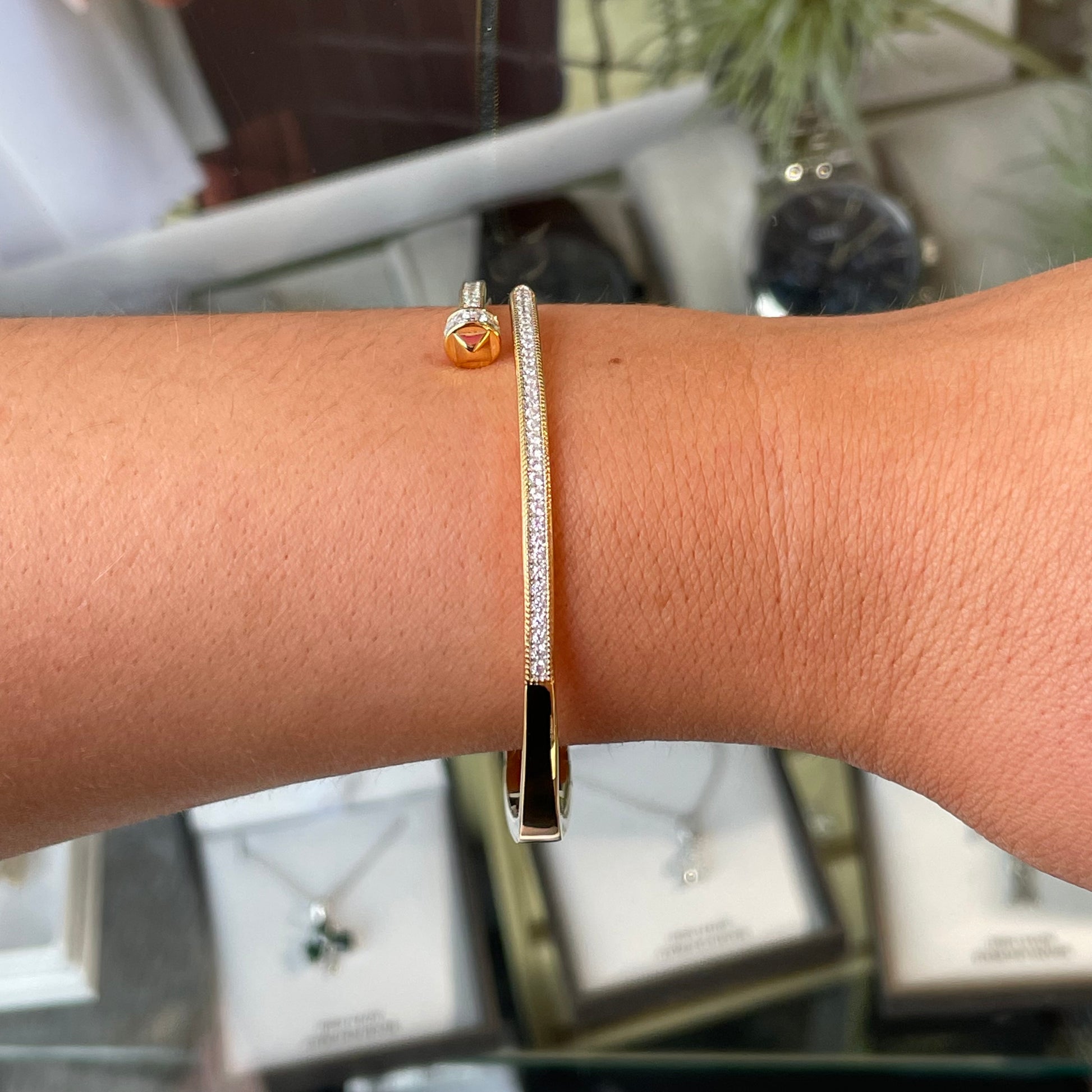 Sunshine CZ Nail Bangle - John Ross Jewellers