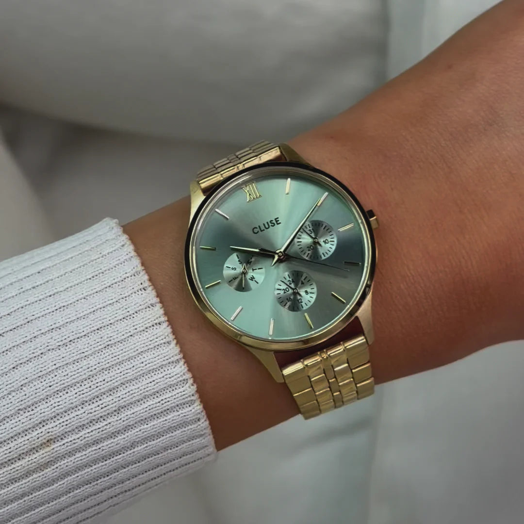 CLUSE Minuit Multifunction Gold/Sage Green - John Ross Jewellers