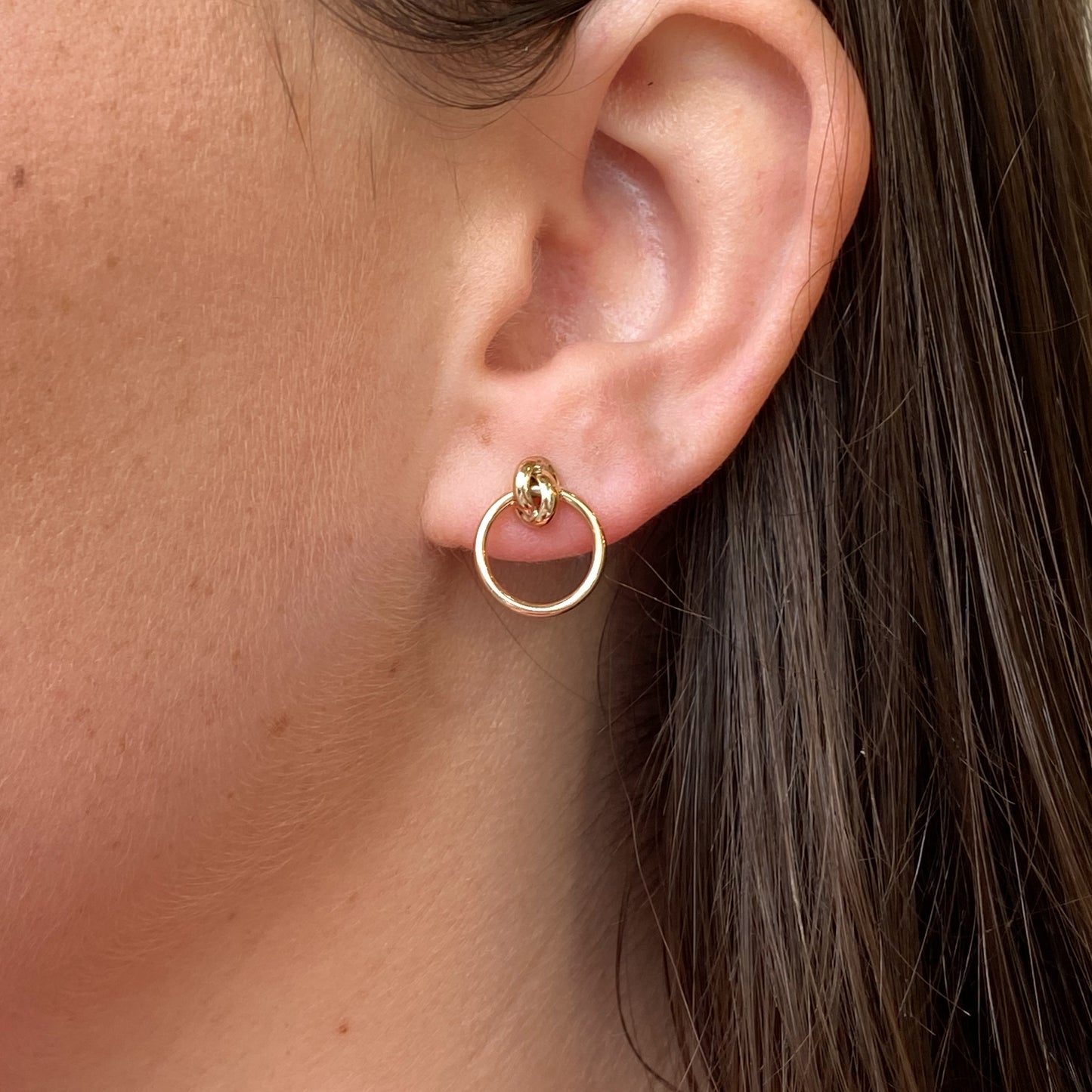 9ct Gold Open Circle With A Knot Earrings | 12mm