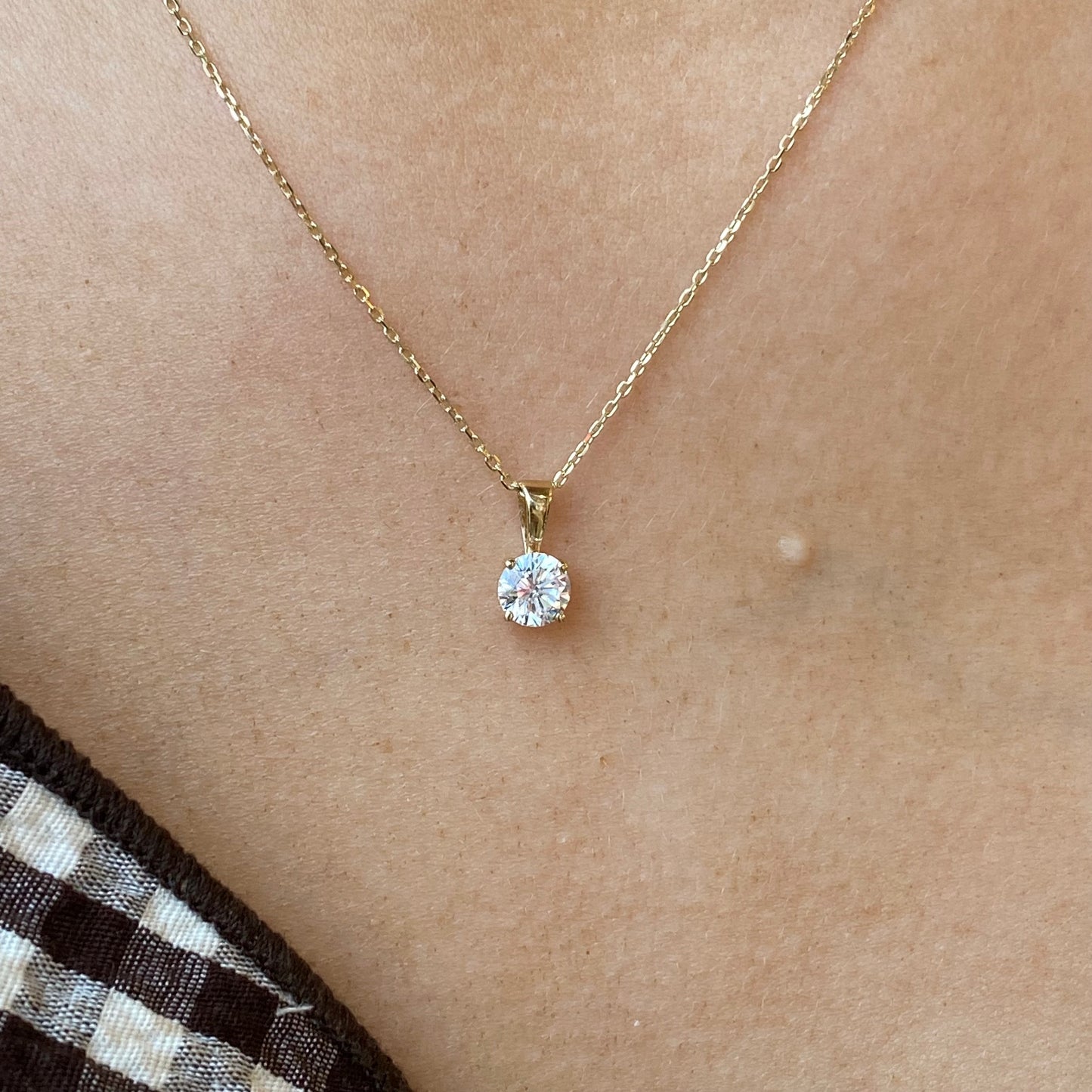 9ct Gold CZ Claw Set Necklace | 5mm - John Ross Jewellers