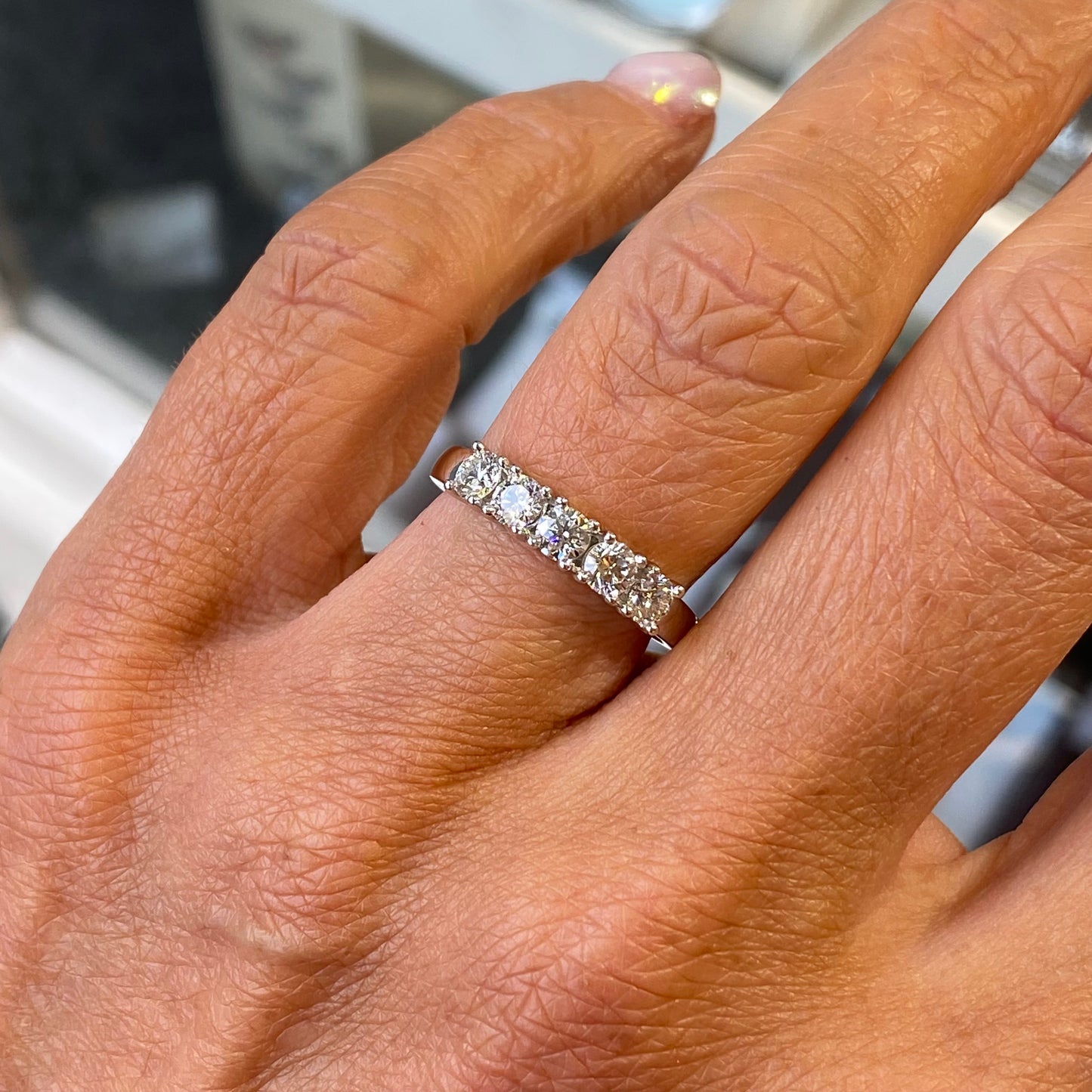 Platinum 0.83ct Five Stone Diamond Eternity Ring