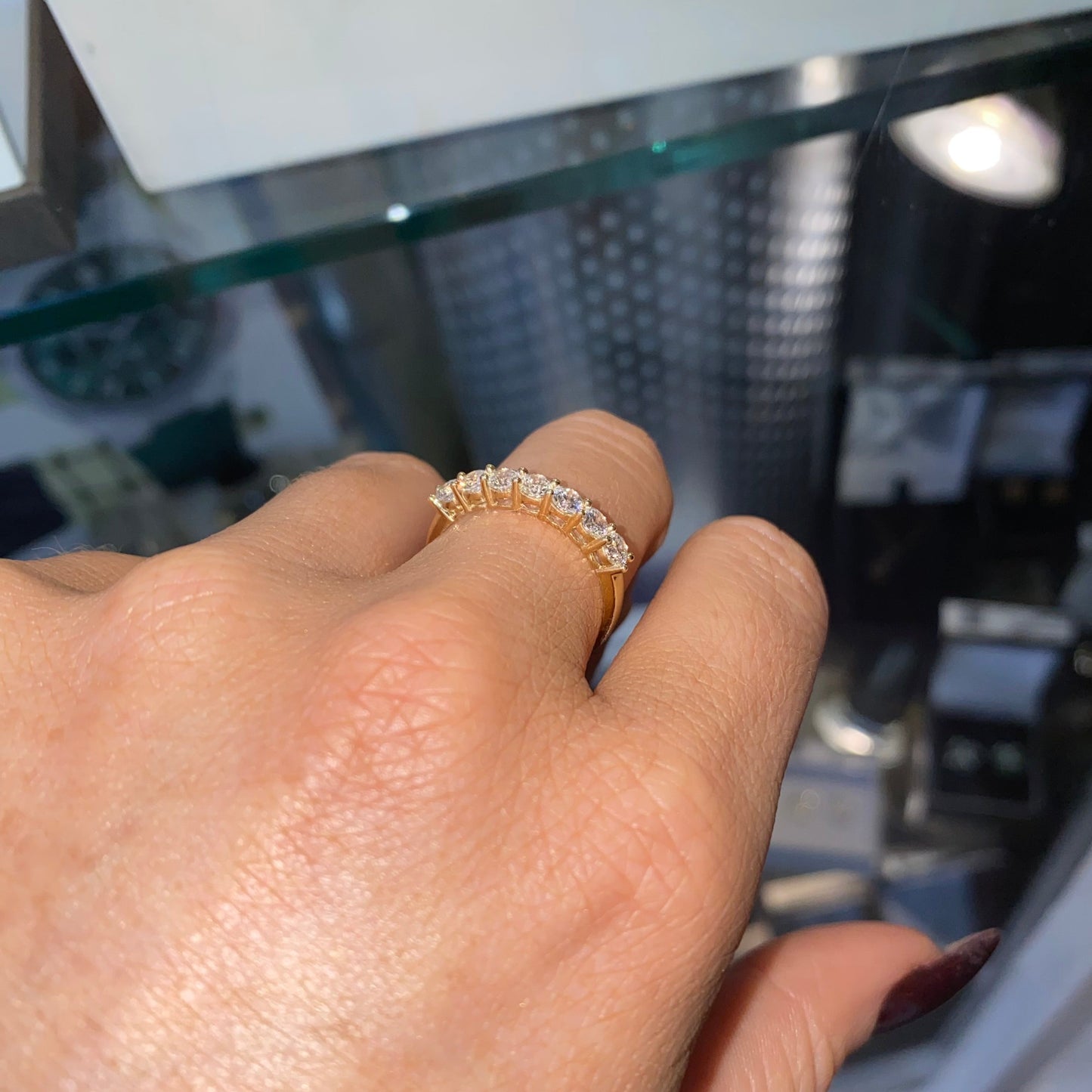 9ct Gold CZ Seven Stone Eternity Ring - John Ross Jewellers