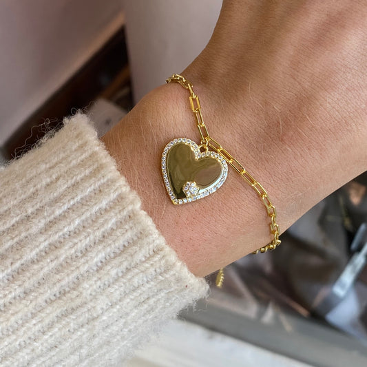 Sunshine Textured Heart Disc Bracelet | 19+5cm - John Ross Jewellers