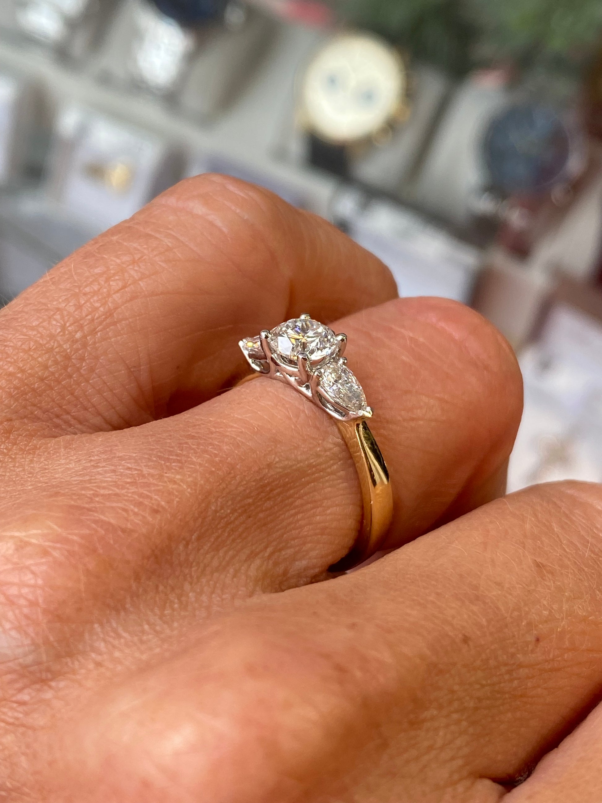 18ct Gold 1.33ct Trilogy Diamond Engagement Ring | Certified - John Ross Jewellers