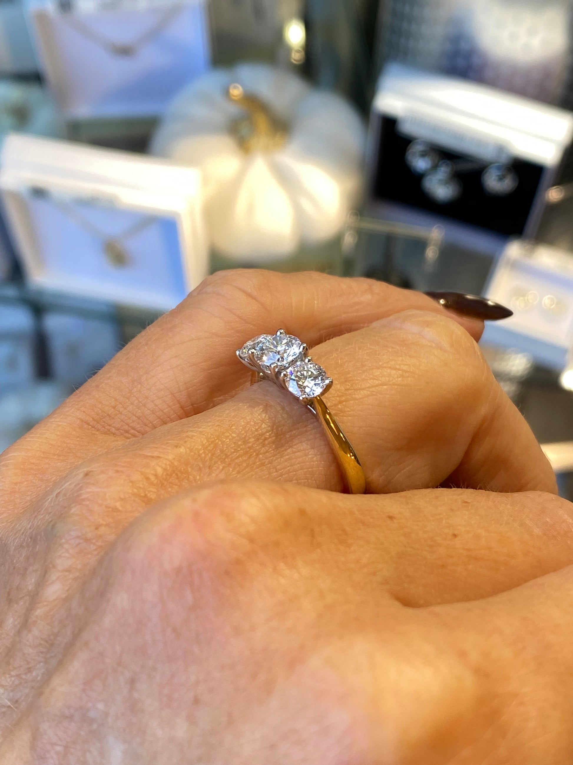 18ct Gold Trilogy Engagement Ring | Lab Grown 1.61ct - John Ross Jewellers