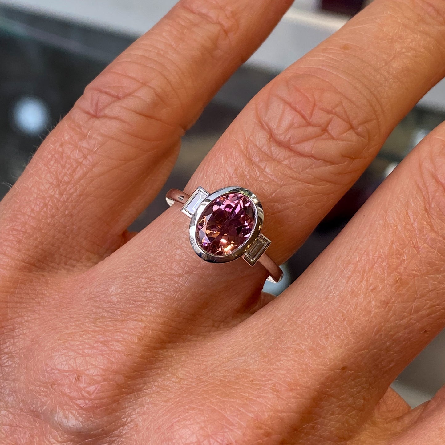 Platinum Pink Tourmaline & Diamond Ring - John Ross Jewellers