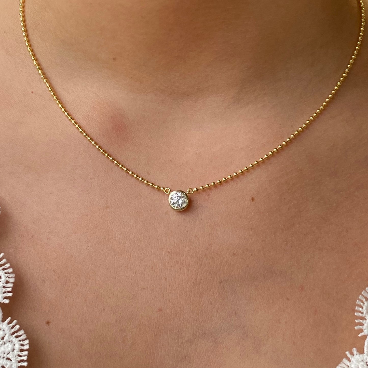 Sunshine CZ Solitaire Necklace | 40+5cm