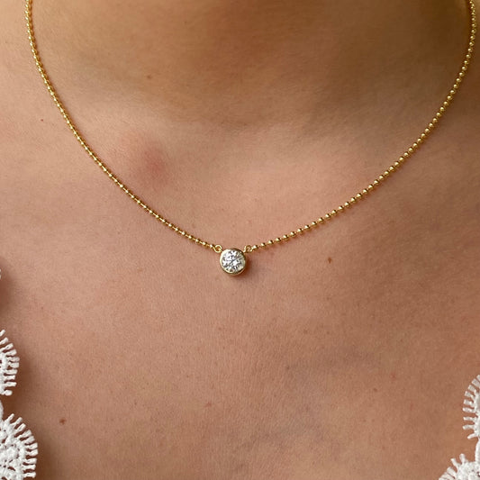 Sunshine CZ Solitaire Necklace | 40+5cm