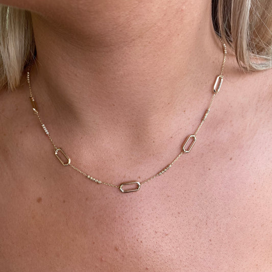 9ct Gold Paperlink & Bead Collarette | 45cm