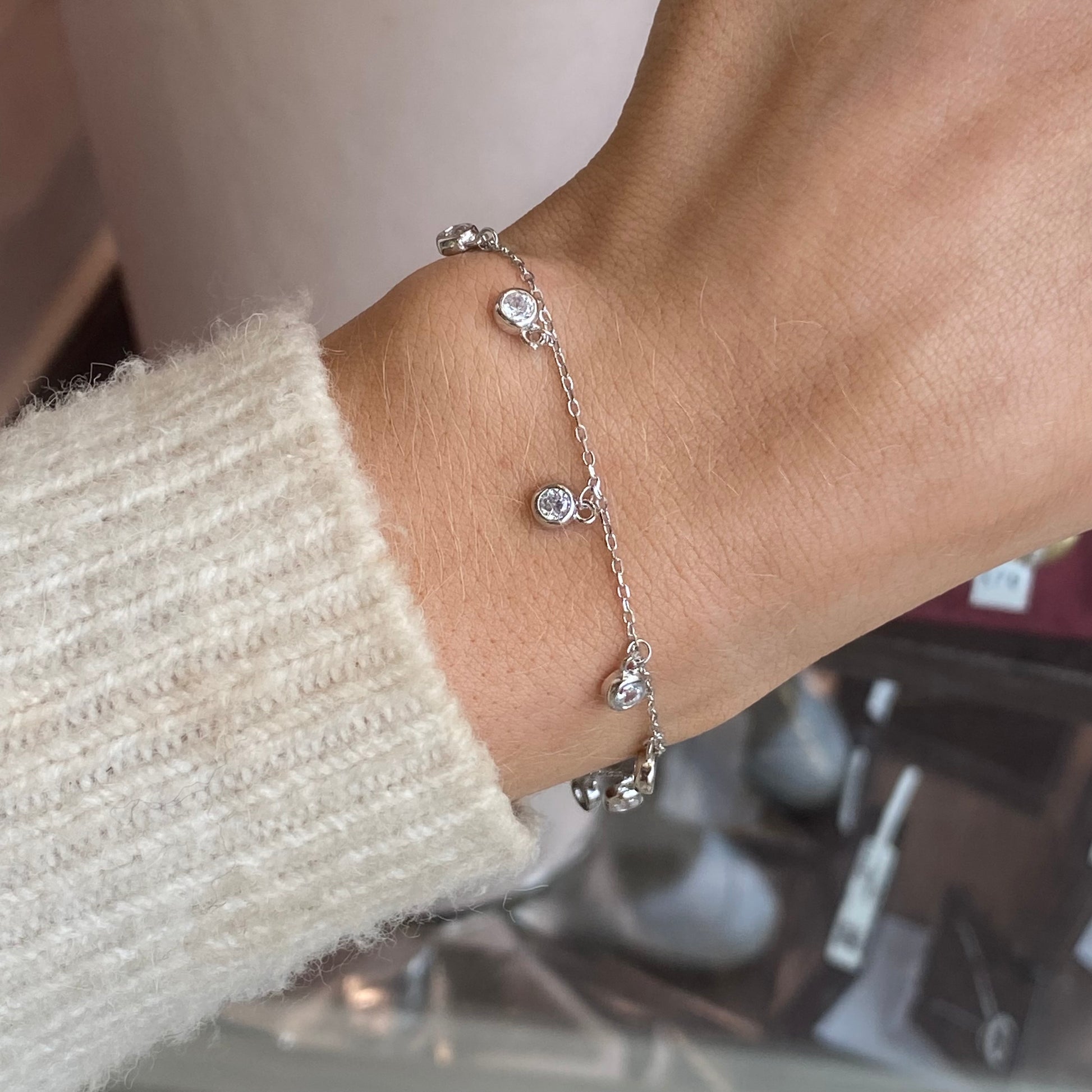 Silver CZ Drops Bracelet | 17+3cm - John Ross Jewellers