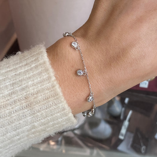 Silver CZ Drops Bracelet | 17+3cm - John Ross Jewellers