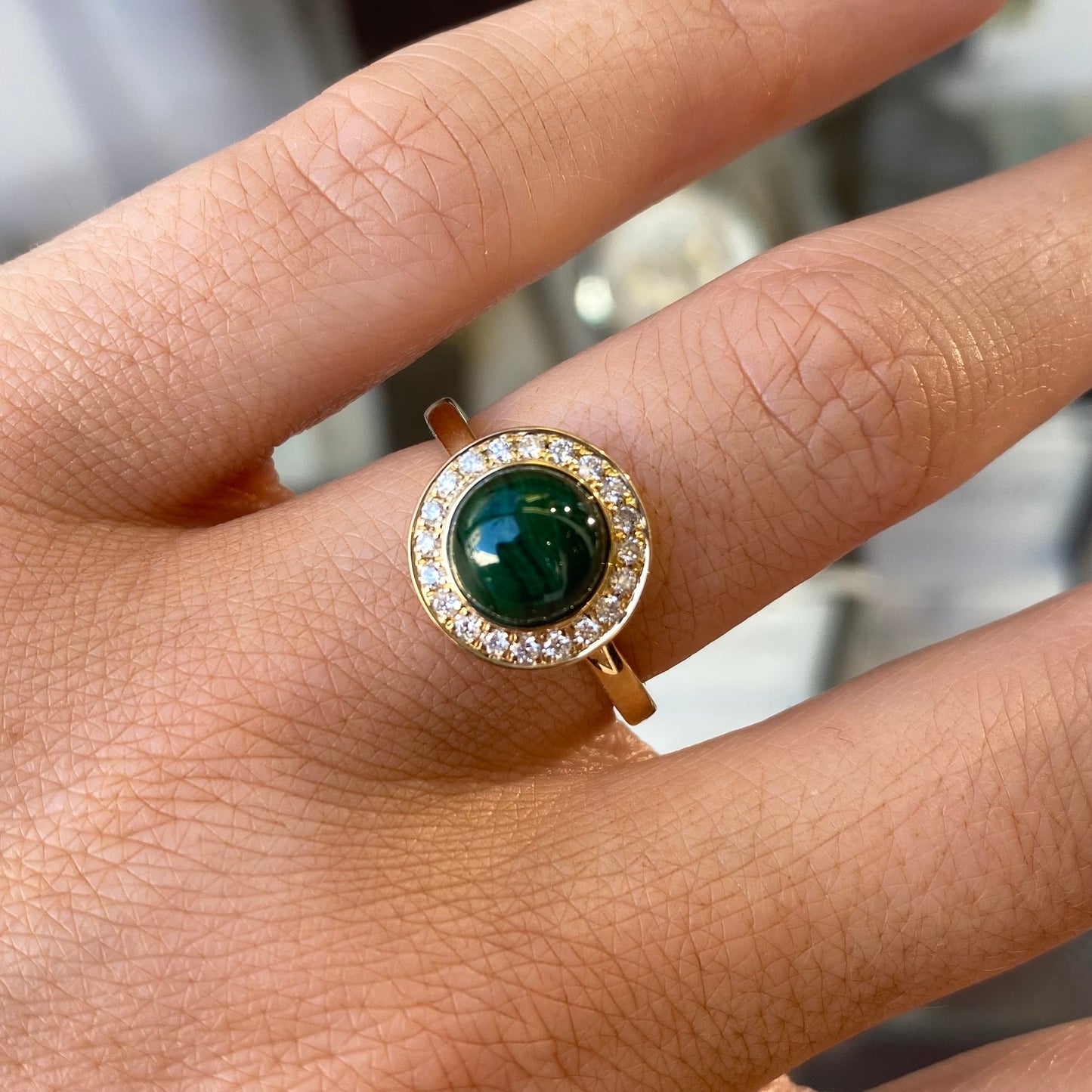 9ct Gold Malachite & Diamond Ring - John Ross Jewellers