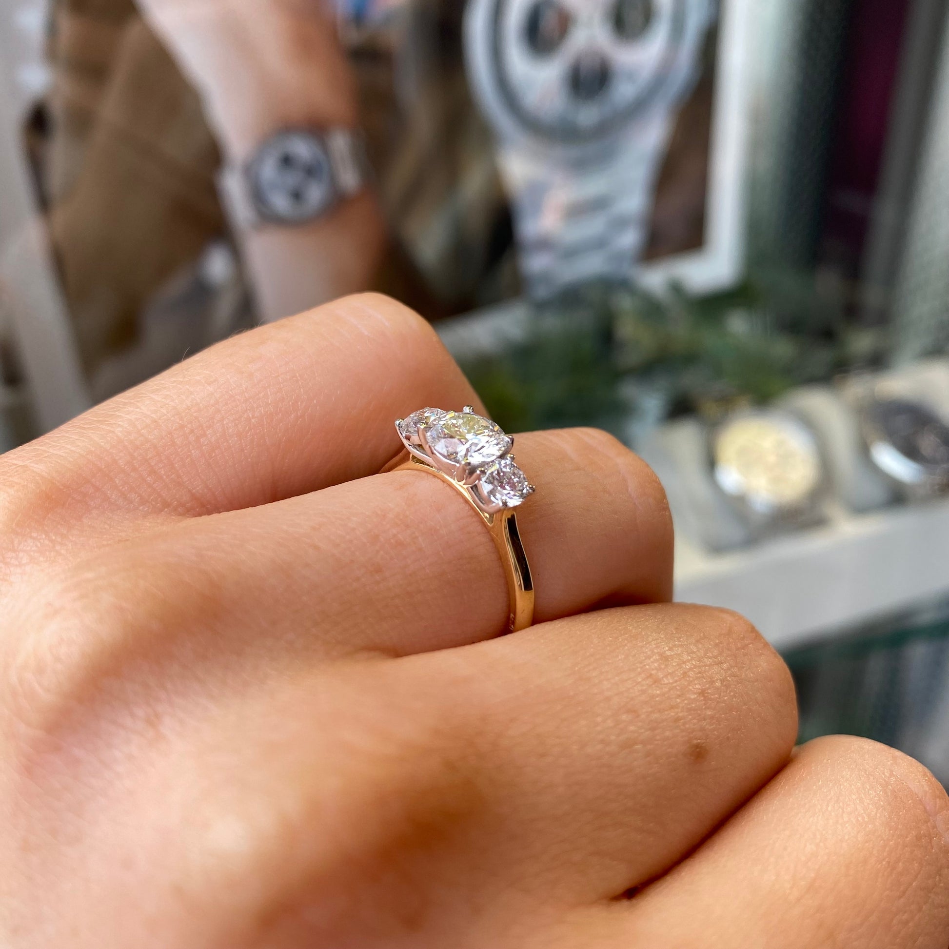 18ct Gold Trilogy Engagement Ring | Lab Certificated 2.11ct - John Ross Jewellers