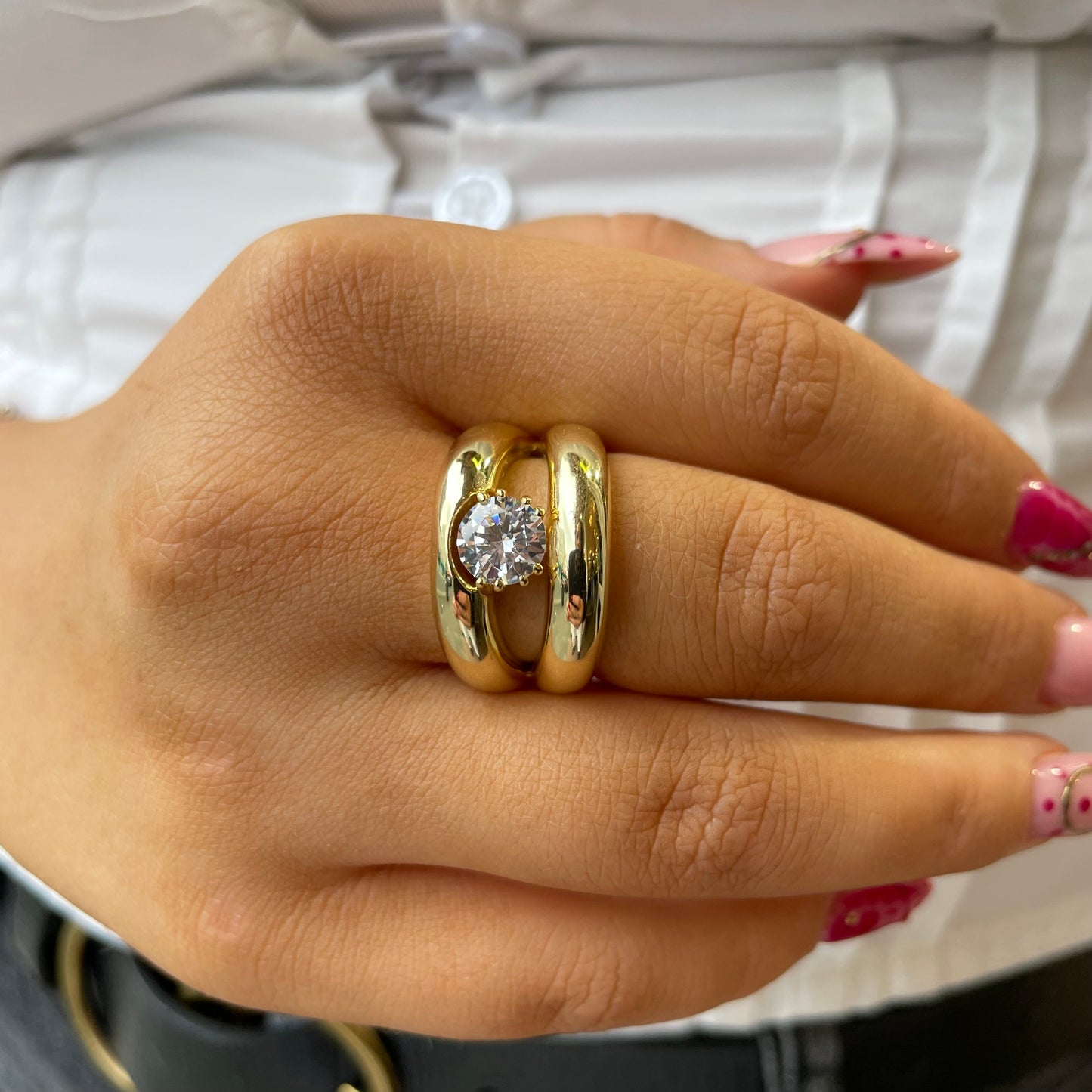 Sunshine Chunky CZ Double Ring - John Ross Jewellers
