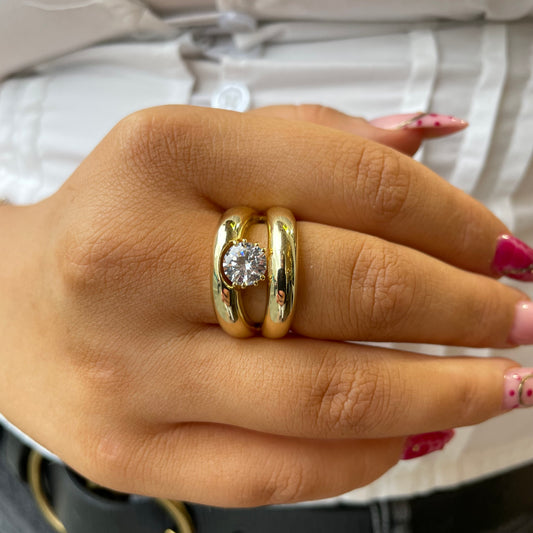 Sunshine Chunky CZ Double Ring - John Ross Jewellers