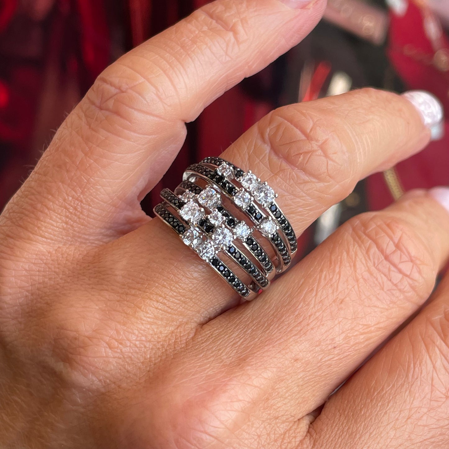 Silver Monochrome Statement Band Ring