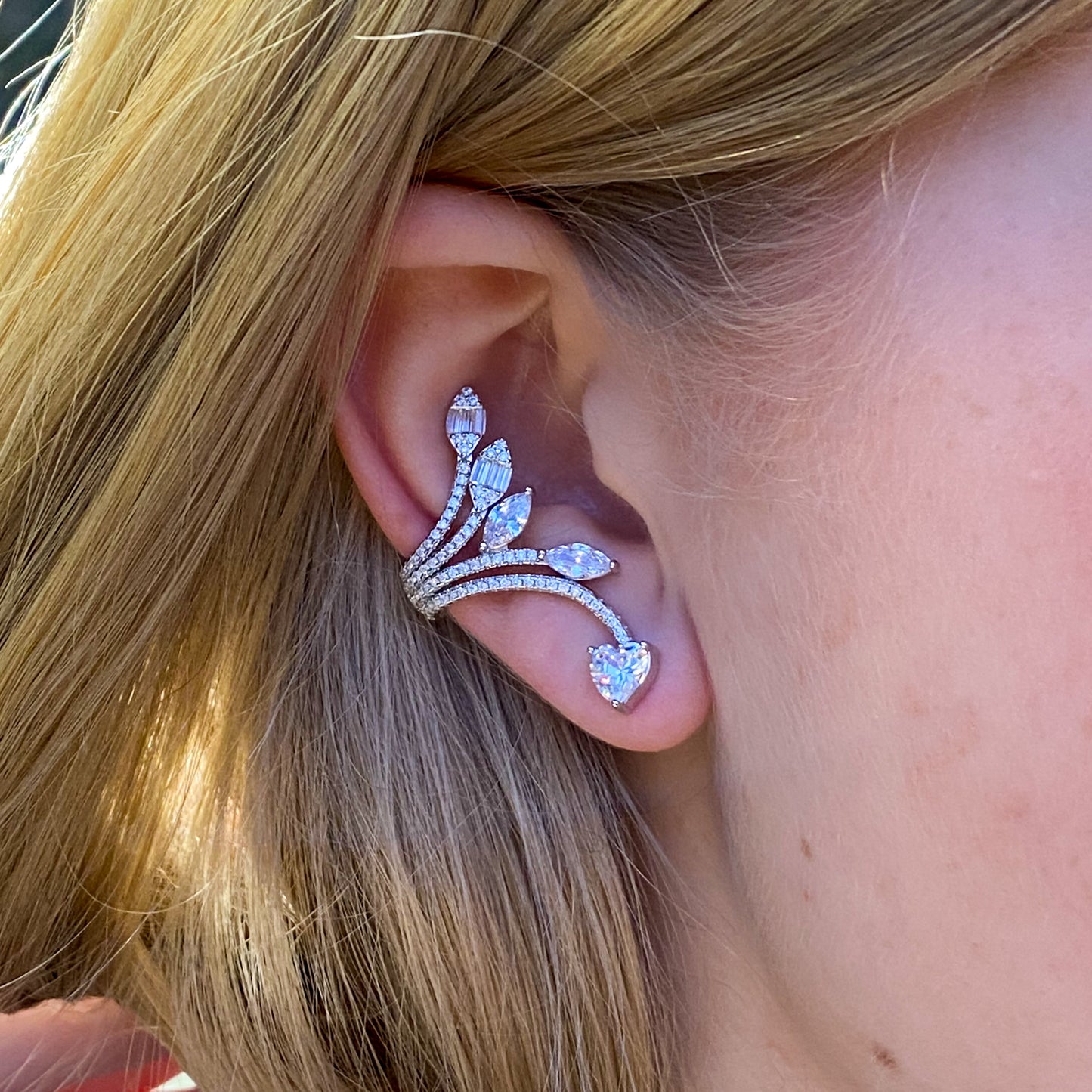 Silver CZ Winged Stud Earrings
