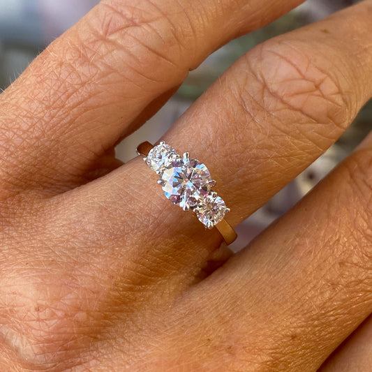 18ct Gold Trilogy Engagement Ring | Lab Certificated 2.11ct - John Ross Jewellers