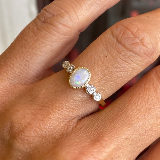 9ct Gold Opal & Diamond Ring - John Ross Jewellers