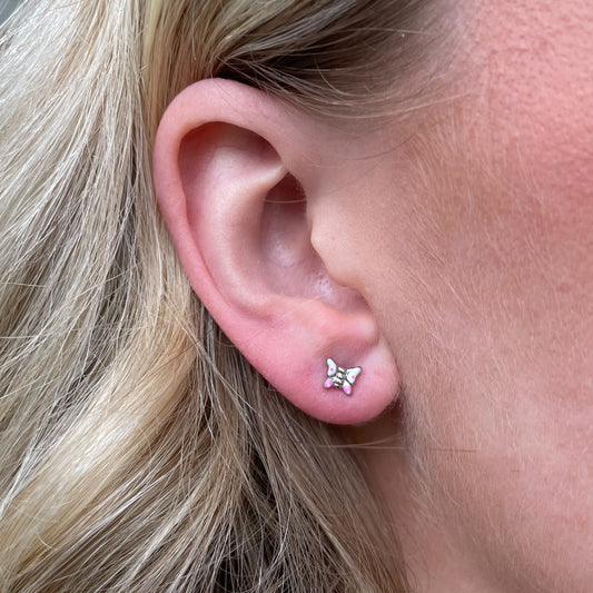 Butterfly Enamel Stud Earrings | Light Pink - John Ross Jewellers