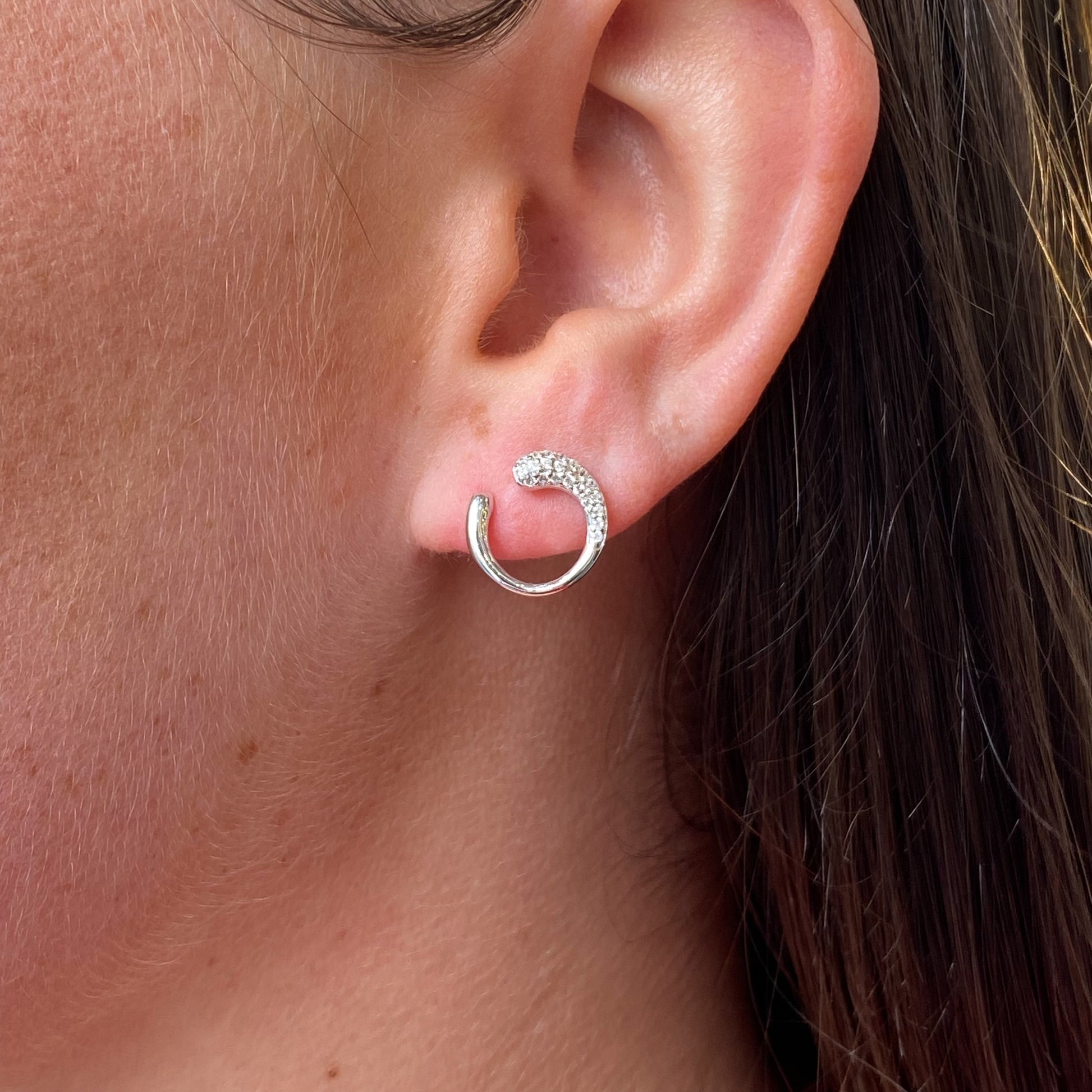 Silver CZ Circlet Stud Earrings - John Ross Jewellers