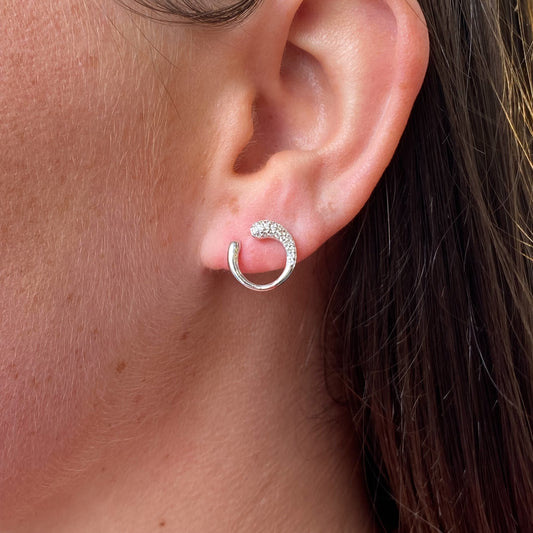 Silver CZ Circlet Stud Earrings - John Ross Jewellers