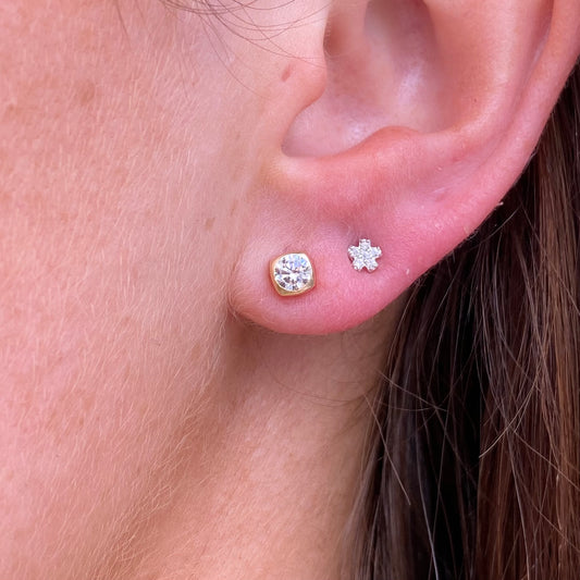 9ct Yellow Modern Bezel Set Stud Earrings | 4mm