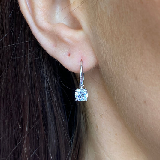 Silver 5.5mm CZ Hoop Earrings | German Wires - John Ross Jewellers