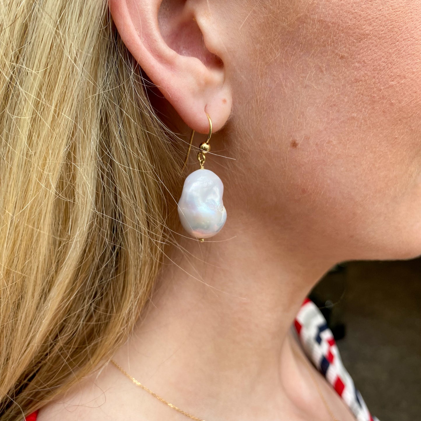 18ct Gold Baroque Pearl Hook Drop Earrings - John Ross Jewellers