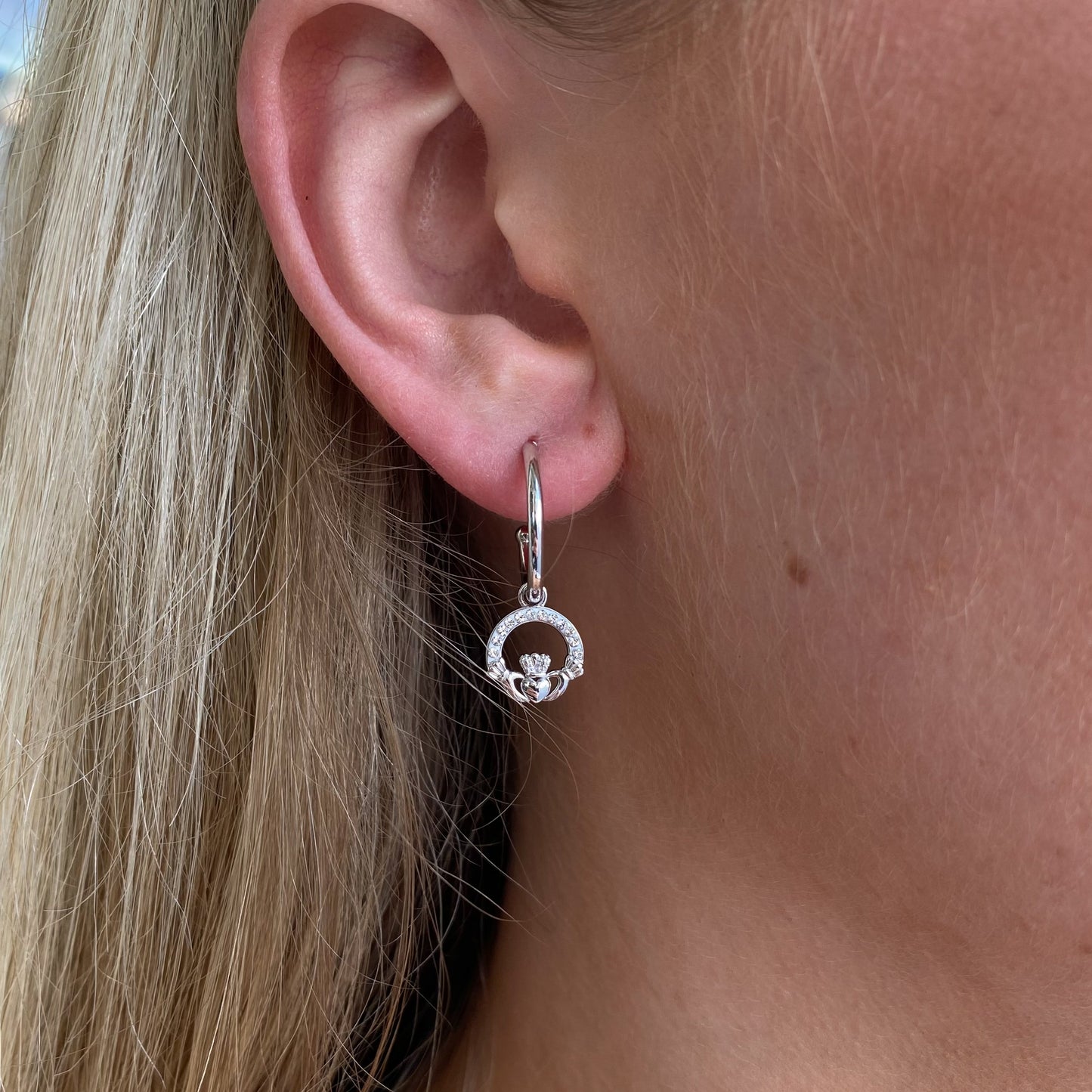 Silver Claddagh Hoop Earrings - John Ross Jewellers