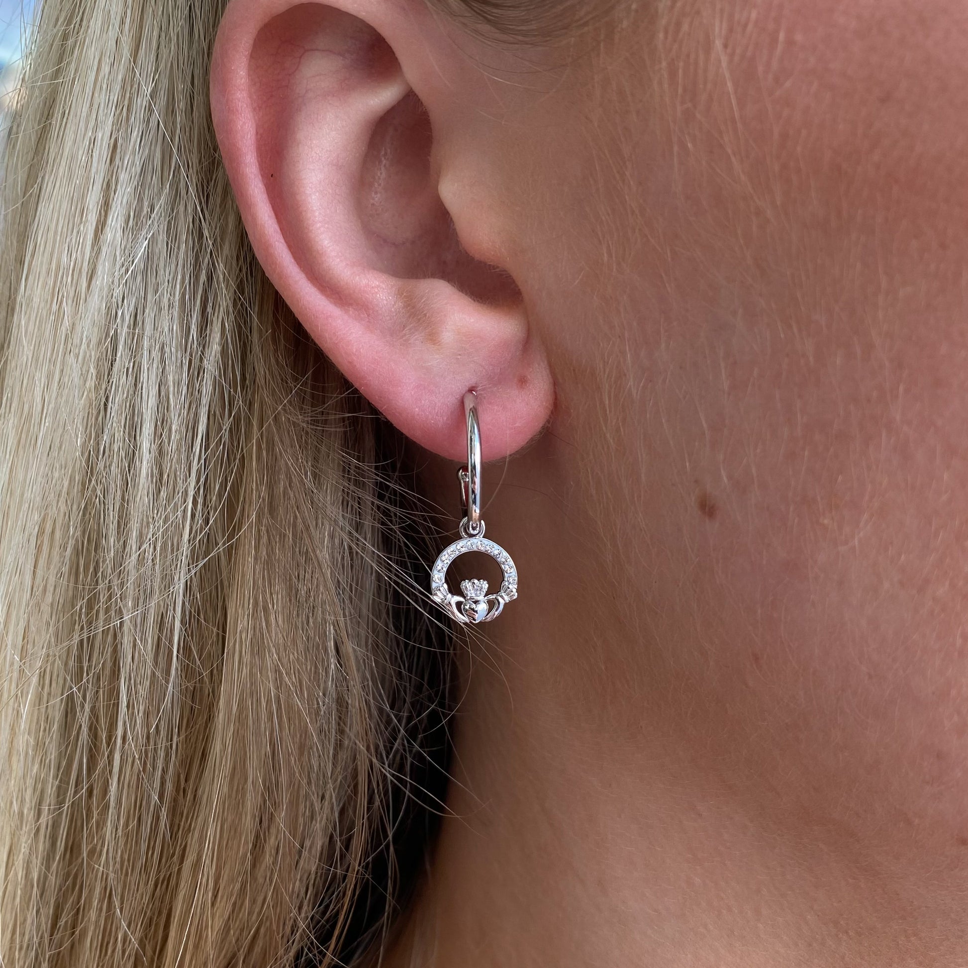 Silver Claddagh Hoop Earrings - John Ross Jewellers