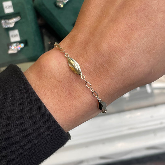 9ct Gold Puffed Marquise Bracelet