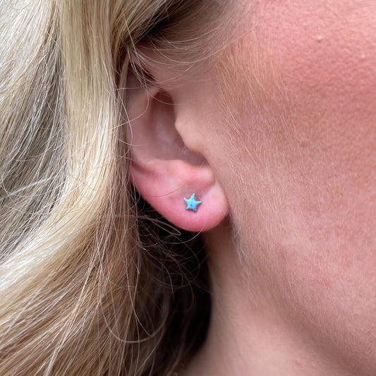 Star Enamel Stud Earrings | Blue - John Ross Jewellers