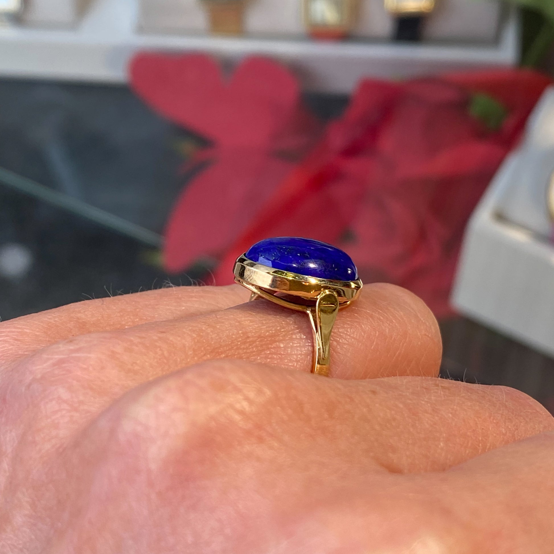 18ct Gold 16x12 Lapis Lazuli Ring - John Ross Jewellers